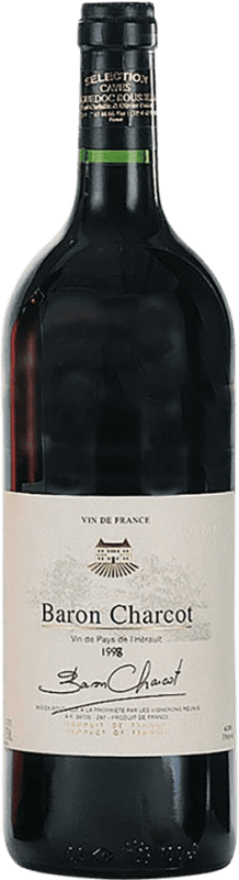 Free Shipping | Red wine Les Vins de Saint Saturnin Baron Charcot Rouge I.G.P. Vin de Pays de l'Hérault France Syrah, Grenache, Carignan 1 L