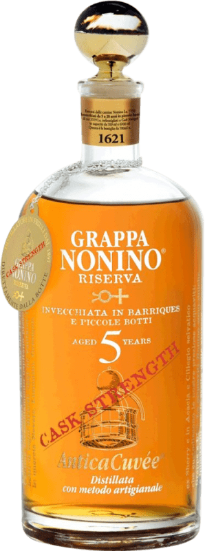 106,95 € Envio grátis | Aguardente Grappa Nonino Antica Cuvée Cask Strength Barrique Gereift Reserva 5 Anos