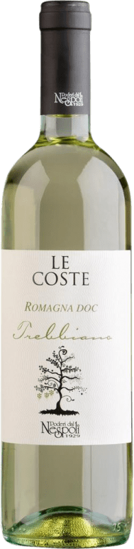 Бесплатная доставка | Белое вино Poderi dal Nespoli Le Coste D.O.C. Trebbiano di Romagna Италия Nebbiolo, Trebbiano 75 cl