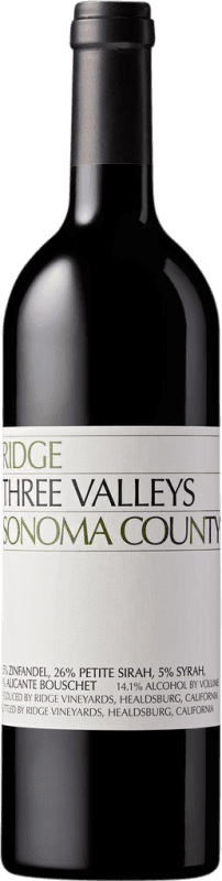 Бесплатная доставка | Красное вино Ridge Three Valleys I.G. California Калифорния Соединенные Штаты Syrah, Petite Syrah, Zinfandel, Alicante Bouschet 75 cl