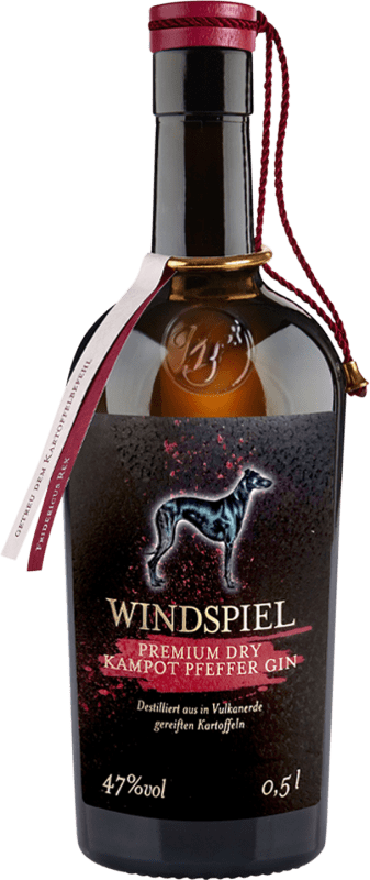 Free Shipping | Genever Gin Windspiel Kampot Premium Germany Medium Bottle 50 cl Pfefferminze — Peppermint