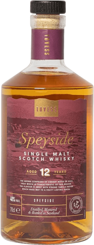 Kostenloser Versand | Whiskey Single Malt Tovess Speyseite Großbritannien 12 Jahre 70 cl