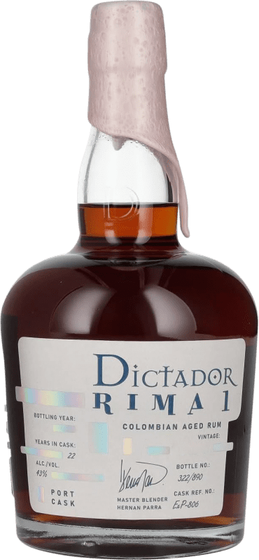 Envío gratis | Ron Dictador Rima 1 Port Cask Finish — Acabado en Barrica Colombia 22 Años 70 cl