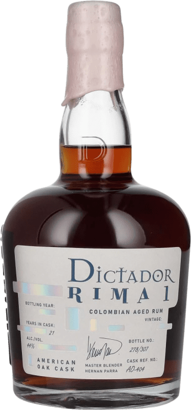 131,95 € Spedizione Gratuita | Rum Dictador Rima 1 American — Americano, Oak Cask Finish — Affinato in Botte di Rovere 21 Anni