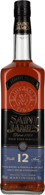 115,95 € | 朗姆酒 Plantations Saint James Vieux Agricole 马提尼克 12 岁 70 cl