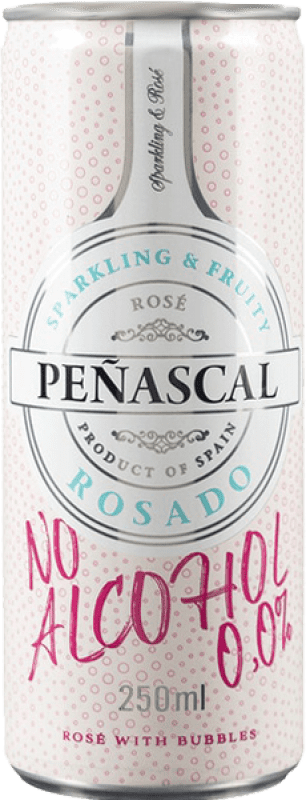 Free Shipping | 24 units box Red wine Peñascal 0,0 Spain Tempranillo, Syrah, Bobal Small Bottle 25 cl Alcohol-Free