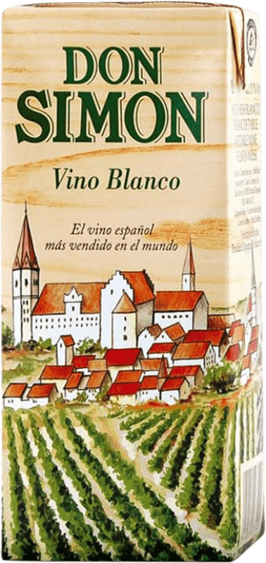 4,95 € Kostenloser Versand | 3 Einheiten Box Weißwein Don Simón Brik Blanco Kleine Flasche 18 cl