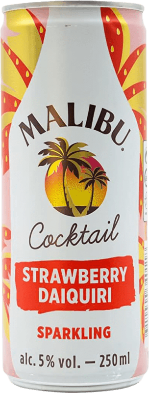 Free Shipping | 12 units box Rum Malibu Strawberry Daiquiri Sparkling Canada Small Bottle 25 cl