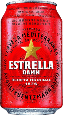 免费送货 | 盒装24个 啤酒 Estrella Damm Lager Mediterránea 西班牙 铝罐 33 cl