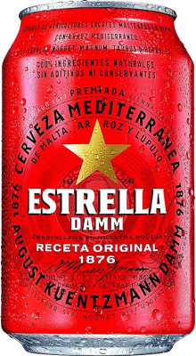 Kostenloser Versand | 24 Einheiten Box Bier Estrella Damm Lager, Mediterranean — Mediterrane Spanien Dose 33 cl