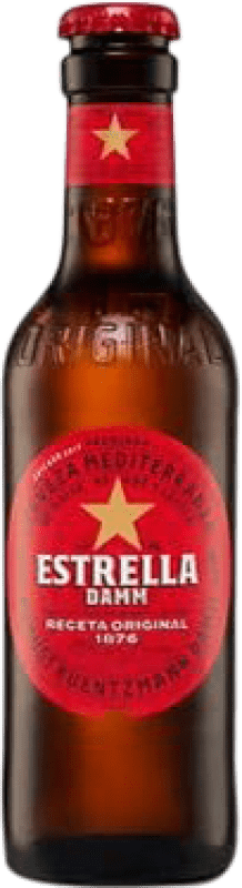 Kostenloser Versand | 24 Einheiten Box Bier Estrella Damm Lager Mediterránea Spanien Kleine Flasche 25 cl