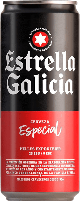 Kostenloser Versand | 10 Einheiten Box Bier Estrella Galicia Especial Spanien Alu-Dose 33 cl