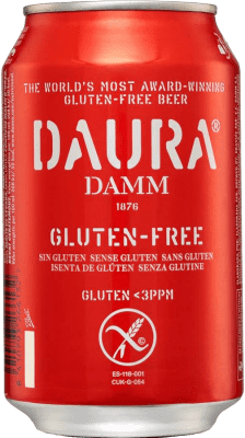 Kostenloser Versand | 24 Einheiten Box Bier Daura Damm Daura Gluten Free Spanien Alu-Dose 33 cl