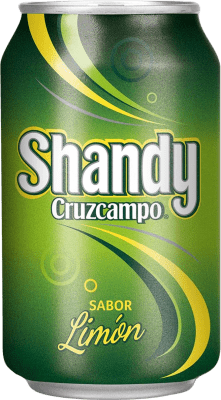 37,95 € Envio grátis | Caixa de 24 unidades Cerveja Cruzcampo Shandy Lata 33 cl Limón — Limão