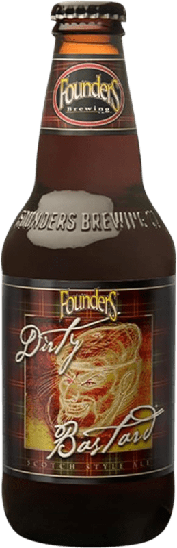 Envio grátis | Caixa de 24 unidades Cerveja Mahou Founders Dirty Bastard Dorada Espanha Garrafa Terço 33 cl