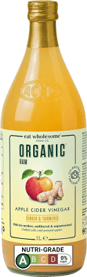 Vinagre Eat Wholesome Sin Filtrar — Não Filtrado Organic — Bio 1 L Red Hot Chilli — Malagueta Vermelha, Cúrcuma, Jengibre — Gengibre, Manzana — Maçã, Cider — Sidra