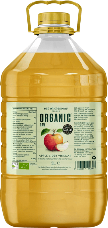 Spedizione Gratuita | Aceto Eat Wholesome Raw Apple Cider with The Mother Unfiltered Organic Regno Unito Caraffa 5 L