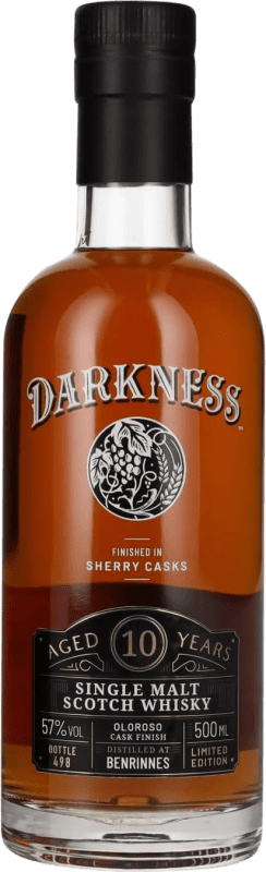 Envoi gratuit | Single Malt Whisky Darkness Benrinnes Oloroso Cask Royaume-Uni 10 Ans Bouteille Medium 50 cl