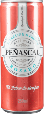 Kostenloser Versand | 24 Einheiten Box Rosé Sekt Peñascal Rosado Spanien Tempranillo, Syrah, Grenache, Bobal Alu-Dose 25 cl