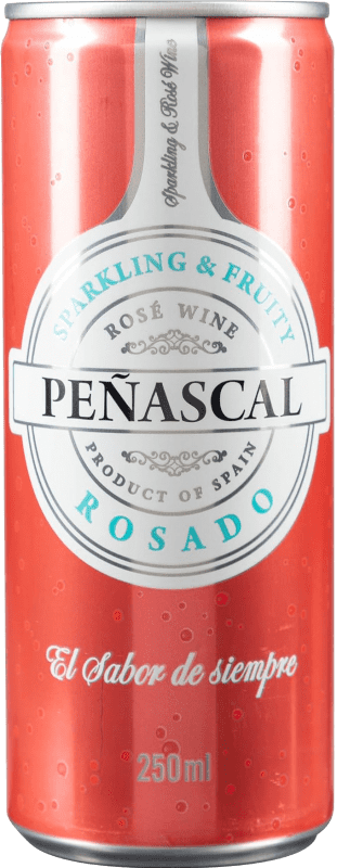 28,95 € | Caja de 24 unidades Espumoso Rosado Peñascal Frizzante — Espumoso de Aguja España Tempranillo, Syrah, Garnacha, Bobal Lata 25 cl