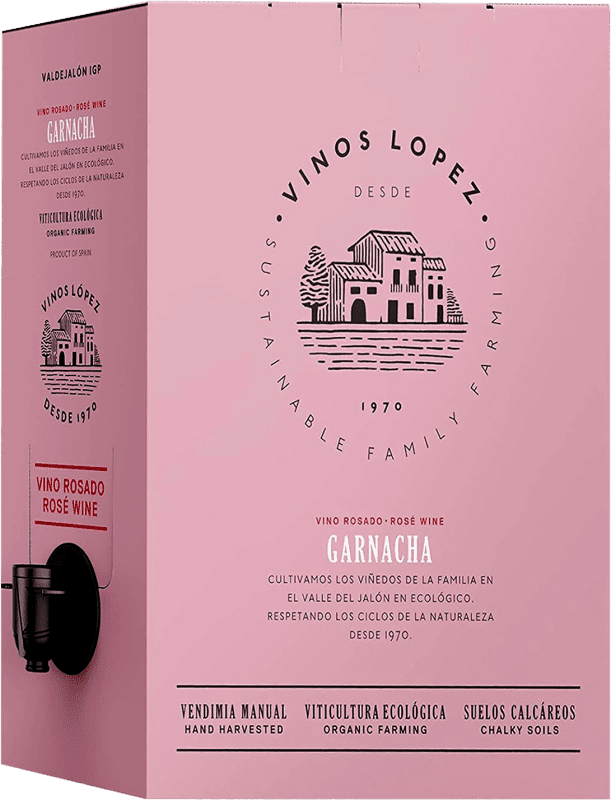 Kostenloser Versand | Rosé-Wein Vinos López Rosado I.G.P. Vino de la Tierra de Valdejalón Aragón Spanien Grenache Bag in Box 3 L