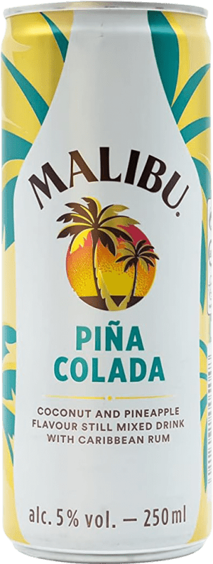 Free Shipping | 12 units box Rum Malibu Piña Colada Redi Canada Small Bottle 25 cl