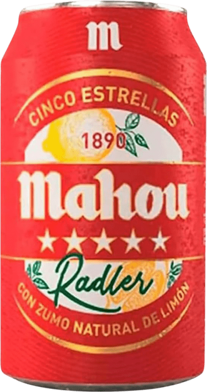 Kostenloser Versand | 24 Einheiten Box Bier Mahou 5 Estrellas Radler Limón Spanien Alu-Dose 33 cl