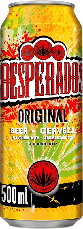 Kostenloser Versand | 24 Einheiten Box Bier Desperados Original al Tequila Spanien Alu-Dose 50 cl