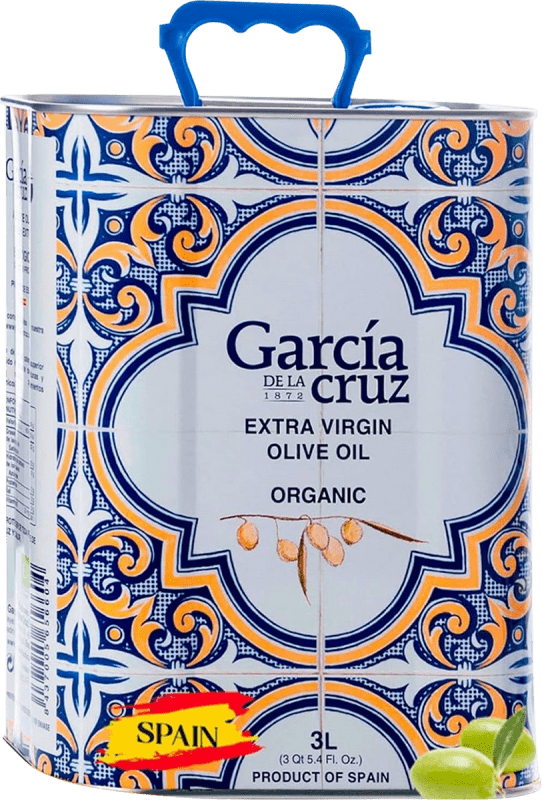 Envío gratis | Aceite de Oliva García de la Cruz Virgen Extra Premium Orgánico España Lata Especial 3 L