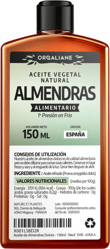 Spedizione Gratuita | Olio Vegetale Orgaliane Spagna Bottiglietta 15 cl Almendra — Mandorla