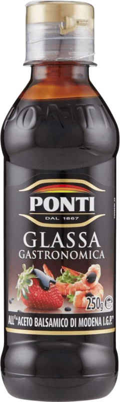 Caixa de 3 unidades Vinagre ‎Ponti Glassa Gastronomica Aceto Balsamico D.O.C. Modena Itália Garrafa Pequena 20 cl