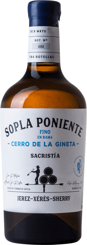 59,95 € 送料無料 | 強化ワイン Rodríguez de Vera Sopla Poniente Fino en Rama Cerro de la Gineta D.O. Jerez-Xérès-Sherry ボトル Medium 50 cl