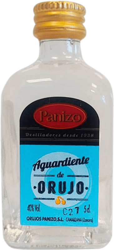 Envio grátis | Aguardente Orujo Panizo Castela e Leão Espanha Garrafa Miniatura 5 cl