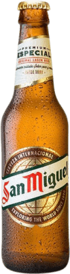 Kostenloser Versand | 24 Einheiten Box Bier San Miguel Vidrio RET Andalusien Spanien Drittel-Liter-Flasche 33 cl