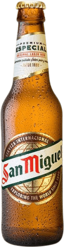 Kostenloser Versand | 24 Einheiten Box Bier San Miguel Vidrio RET Andalusien Spanien Drittel-Liter-Flasche 33 cl