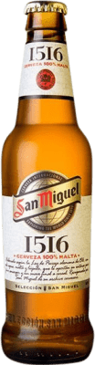 Free Shipping | 24 units box Beer San Miguel 1516 Andalusia Spain Third-Liter Bottle 33 cl