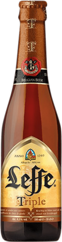 68,95 € | Коробка из 24 единиц Пиво Leffe Blonde — Светлое, Triple Malt — Тройной солод Бельгия Бутылка на треть 33 cl