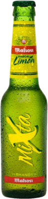 Kostenloser Versand | 30 Einheiten Box Bier Mahou Mixta Gemeinschaft von Madrid Spanien Kleine Flasche 20 cl Glas RET Limón — Zitrone