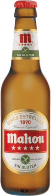 Kostenloser Versand | 24 Einheiten Box Bier Mahou Sin Gluten Gemeinschaft von Madrid Spanien Drittel-Liter-Flasche 33 cl