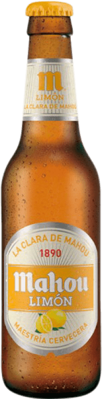 Free Shipping | 24 units box Beer Mahou Limón Vidrio RET Madrid's community Spain One-Third Bottle 33 cl