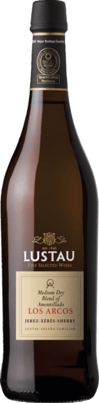 19,95 € 免费送货 | 加强葡萄酒 Lustau Los Arcos Medium Dry — 半干型 Amontillado — 阿蒙提亚多酒, Blend — 混合 D.O. Jerez-Xérès-Sherry