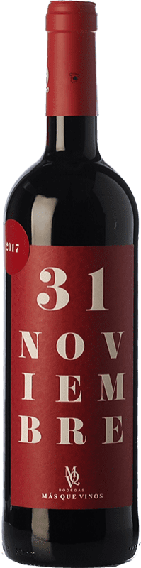 12,95 € | Красное вино Más Que Vinos MQV 31 de Noviembre Молодой I.G.P. Vino de la Tierra de Castilla Кастилья-Ла-Манча Испания Tempranillo, Grenache 75 cl