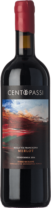 24,95 € | Red wine Centopassi Sulla Via Francigena I.G.T. Terre Siciliane Sicily Italy Merlot Bottle 75 cl