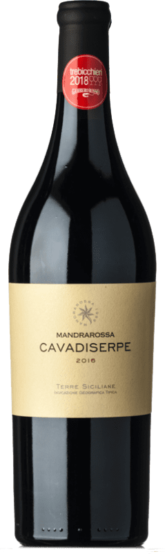 Бесплатная доставка | Красное вино Mandrarossa Cavadiserpe I.G.T. Terre Siciliane Сицилия Италия Merlot, Grenache Tintorera 75 cl