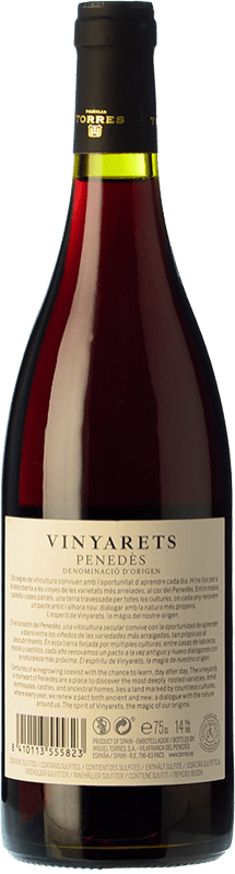 9,95 € | Red wine Torres Vinyarets Roble D.O. Penedès Catalonia Spain Tempranillo, Grenache, Sumoll Bottle 75 cl