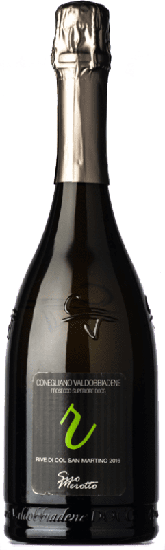 Envoi gratuit | Blanc mousseux Siro Merotto Col San Martino Brut D.O.C.G. Prosecco di Conegliano-Valdobbiadene Vénétie Italie Glera 75 cl