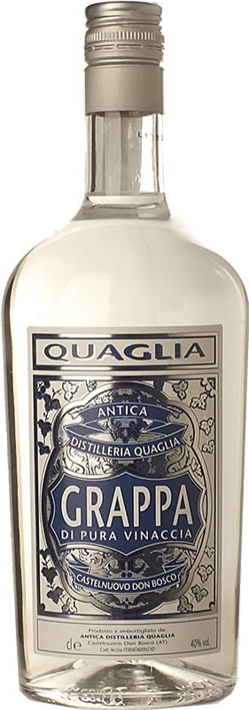 Envio grátis | Aguardente Grappa Quaglia Pura Vinaccia I.G.T. Grappa Piemontese Piemonte Itália 1 L