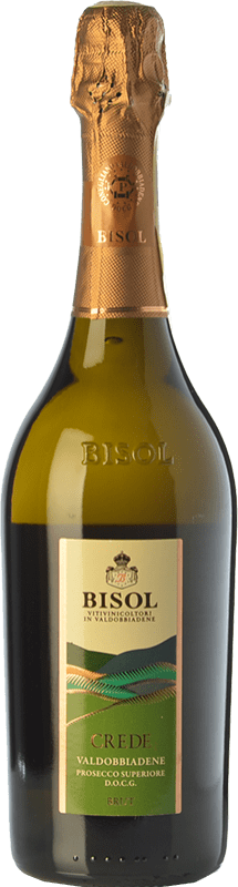 Бесплатная доставка | Белое игристое Bisol Crede брют D.O.C.G. Prosecco di Conegliano-Valdobbiadene Treviso Италия Pinot White, Glera, Verdiso 75 cl