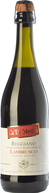 送料無料 | 白スパークリングワイン Ca' De' Medici Lambrusco Reggiano Dolce I.G.T. Emilia Romagna エミリア=ロマーニャ イタリア Lambrusco Maestri, Lambrusco Salamino, Lambrusco Marani, Lambrusco Montericco 75 cl