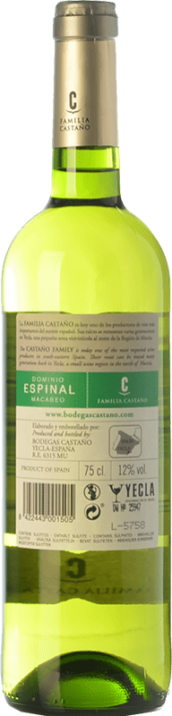 4,95 € Free Shipping | White wine Castaño Dominio de Espinal Joven D.O. Yecla Region of Murcia Spain Macabeo Bottle 75 cl